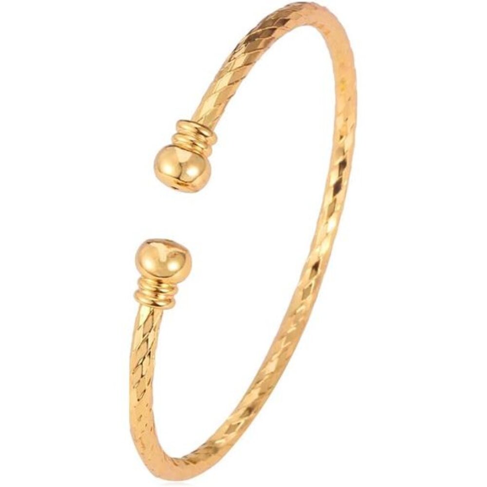 Unisex Simple Cuff Bracelet 18K Real Gold Platinum Plated Fine Bracelets Bangle